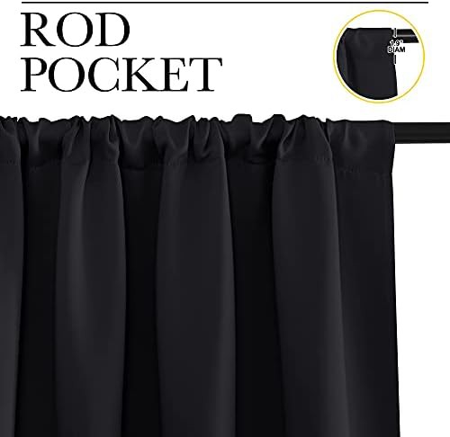 Black Rod Pocket Total Blackout Curtains — photo 3