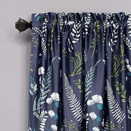 Devonia navy and green room darkening curtain set 95 — photo 5