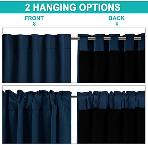 Navy Thermal Insulated Liner Bedroom Curtains — photo 3