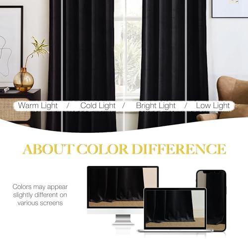 Black velvet patio blackout curtains 108 in — photo 3