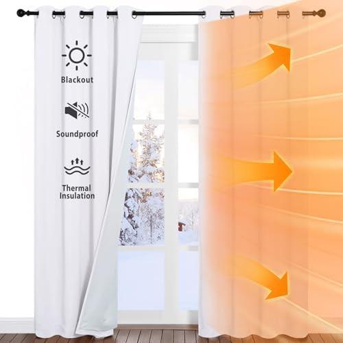 White sound barrier felt lined divider curtains