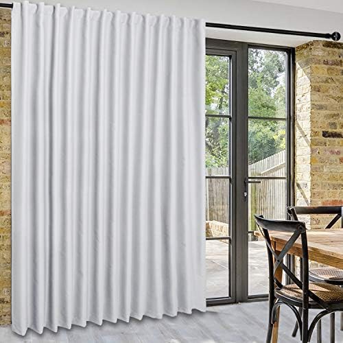 Greyish White Wide Patio Door Curtain