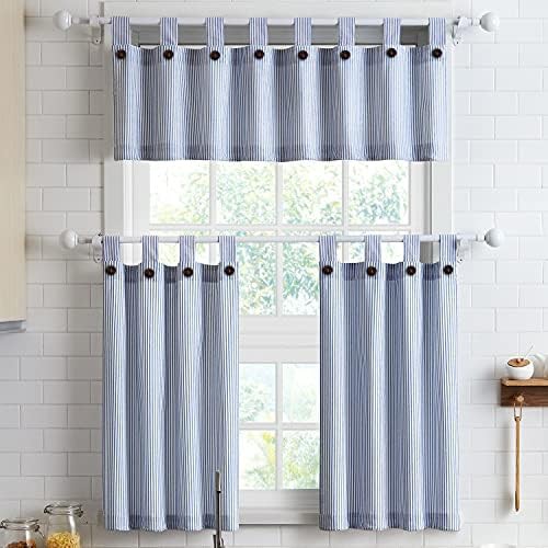 Navy Tab Top Short Cafe Curtains