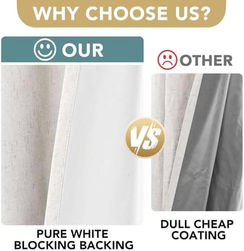 Ivory linen total blackout curtains 84 inch — photo 3
