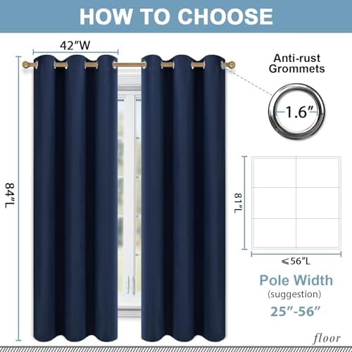 Navy blue grommet 84 inch curtain — photo 3