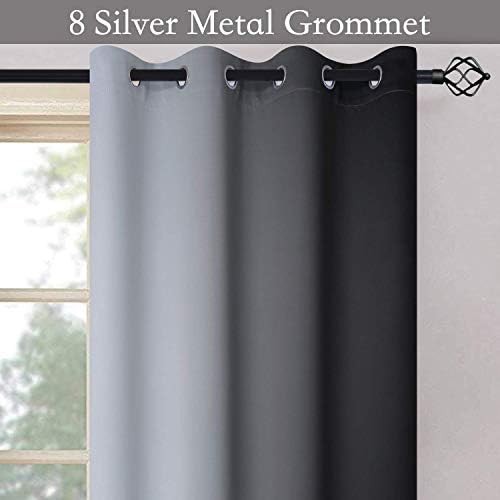Ombre black to grey grommet curtains 84 in — photo 5