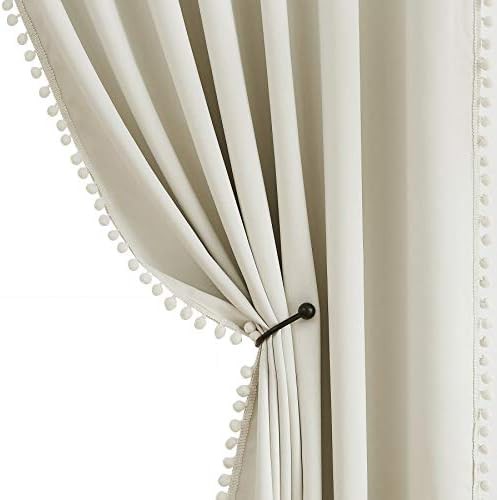 Treatmentex ivory pom pom curtains 84 in