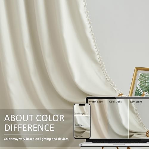 Treatmentex ivory pom pom curtains 84 in — photo 3