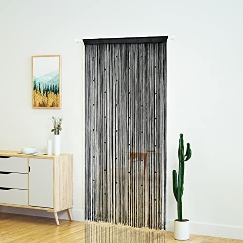 Black beaded string door curtain for doorways — photo 3