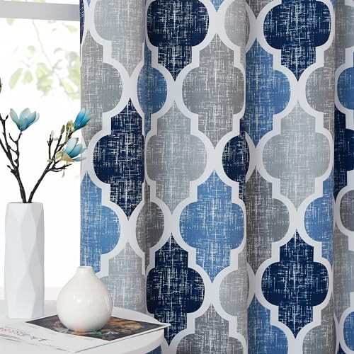 Moroccan blackout curtains blue grey 84 in — photo 3