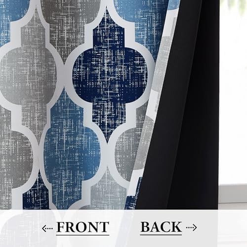 Moroccan blackout curtains blue grey 84 in — photo 4