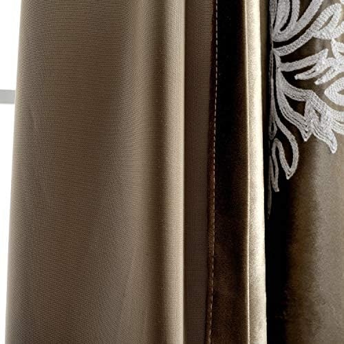 Velvet Embroidered Flower Chocolate Brown Draperies — photo 4