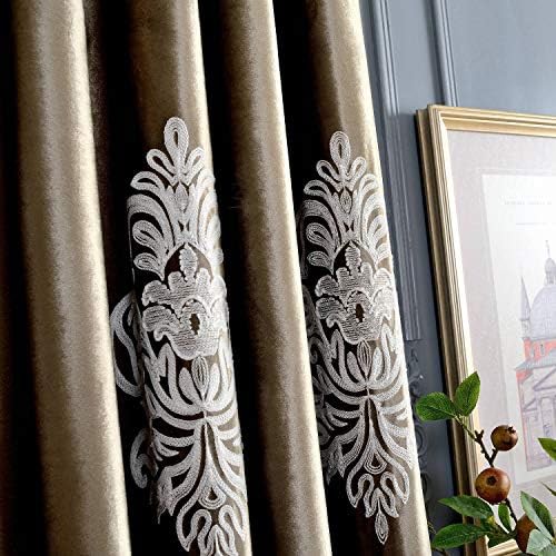 Velvet Embroidered Flower Chocolate Brown Draperies — photo 5