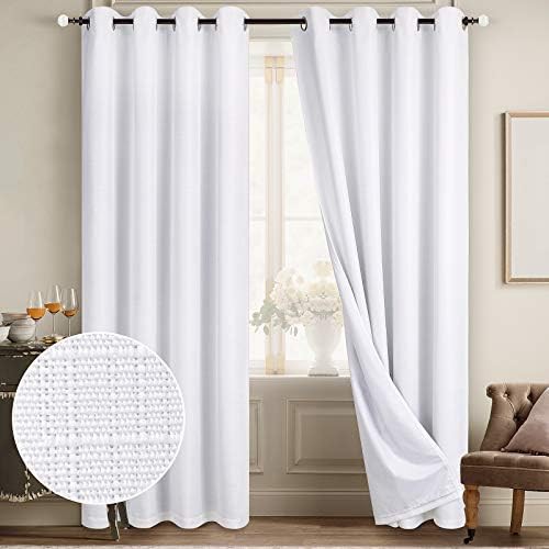 White linen total blackout 84 inch drape
