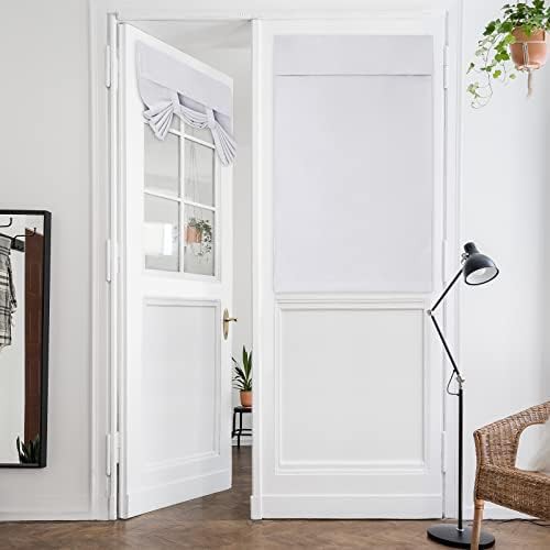Greyish white French door blackout curtain 26x40 in