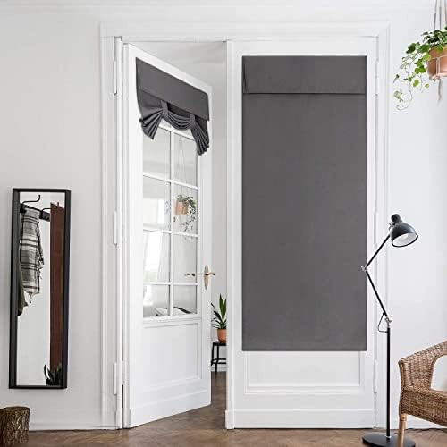 Grey thermal insulated door curtains set 26x68 in