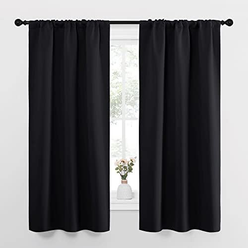 Black rod pocket kitchen curtains 63 in