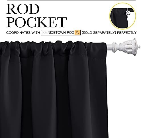 Black rod pocket kitchen curtains 63 in — photo 3