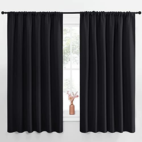 Black rod pocket bedroom blackout curtains