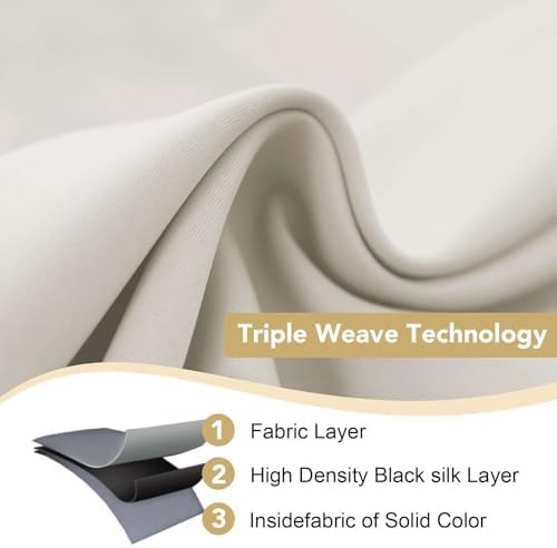Cream thermal blackout curtains 63 inch — photo 3