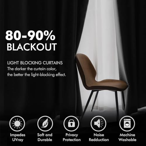 Black grommet halloween velvet curtain 84 in — photo 4