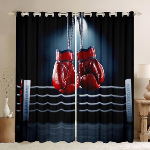 Black and Red Boxing Theme Thermal Curtains