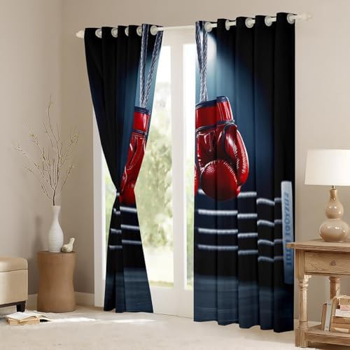Black and Red Boxing Theme Thermal Curtains — photo 3