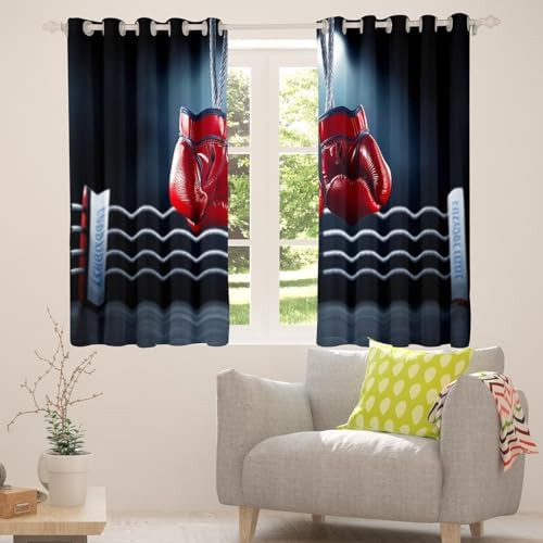 Black and Red Boxing Theme Thermal Curtains — photo 4