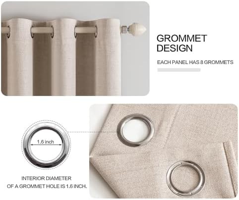Natural beige linen blackout curtain 84 inch — photo 4