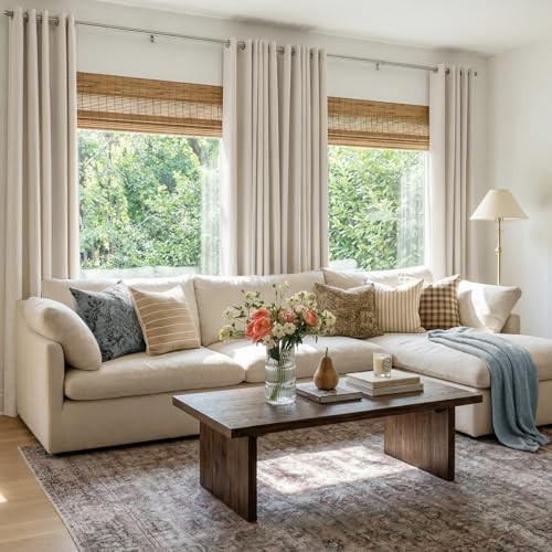 Beige linen curtains 84 in two panels set — photo 4