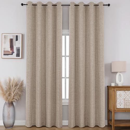 Light khaki faux linen 63 inch curtain