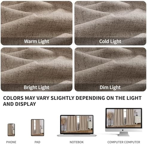 Light khaki faux linen 63 inch curtain — photo 3