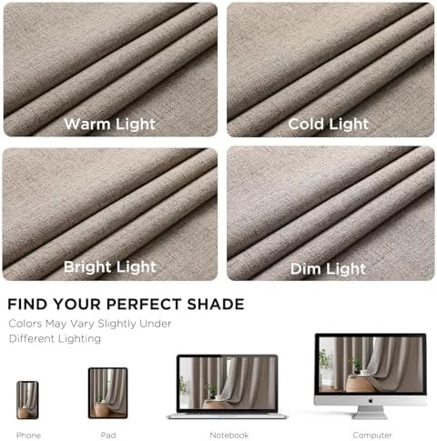 Light khaki faux linen 84 inch curtain — photo 4