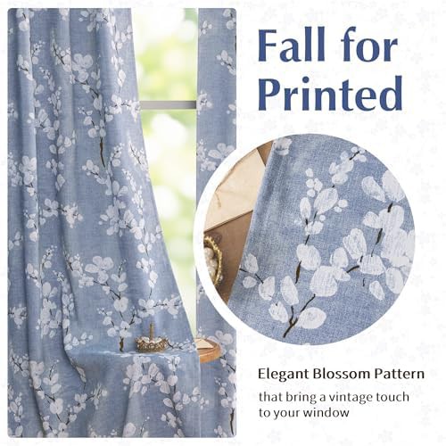 Blue Floral Pattern Total Blackout Curtains — photo 3