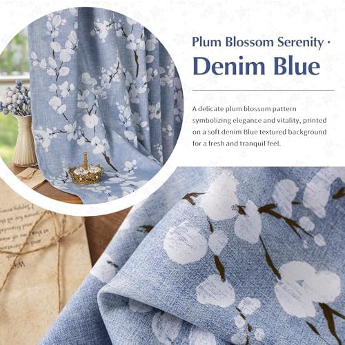 Blue Floral Pattern Total Blackout Curtains — photo 4