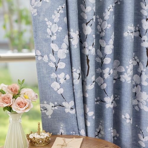 Blue Floral Pattern Total Blackout Curtains — photo 5