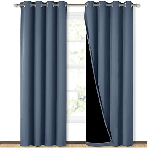 Stone blue grommet thermal insulated drapes