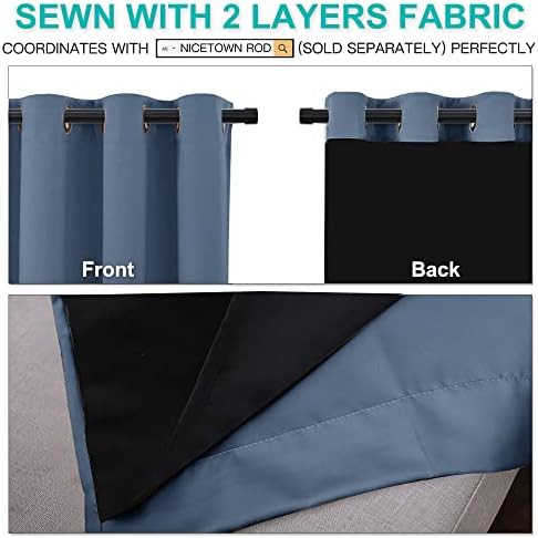 Stone blue grommet thermal insulated drapes — photo 4