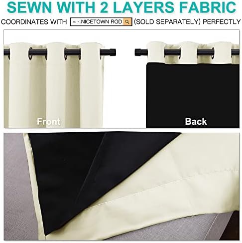 Beige total blackout living room drapes — photo 4