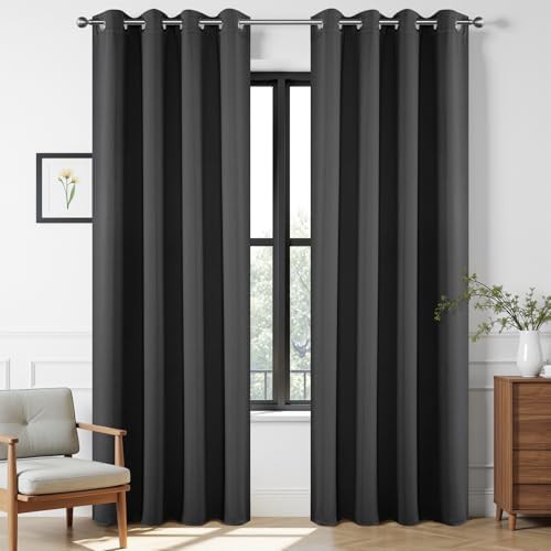 Black Grommet Room Darkening Curtains 108 in