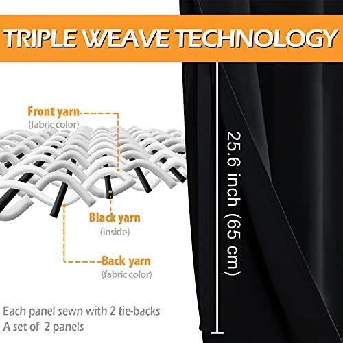 Long black thermal insulated bedroom curtains — photo 3