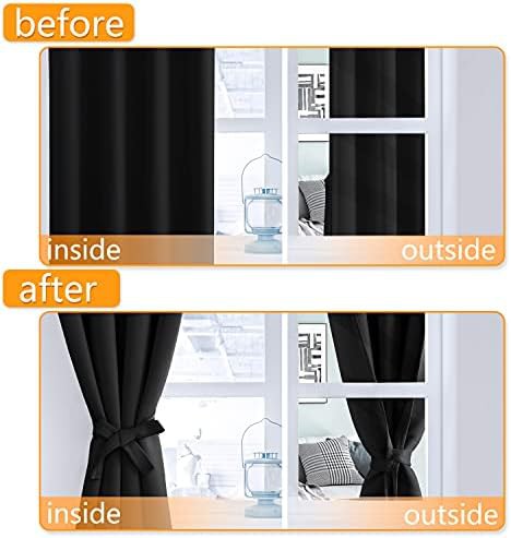 Long black thermal insulated bedroom curtains — photo 4