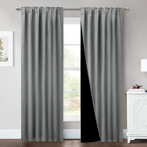 Silver gray thermal insulated lined drapes