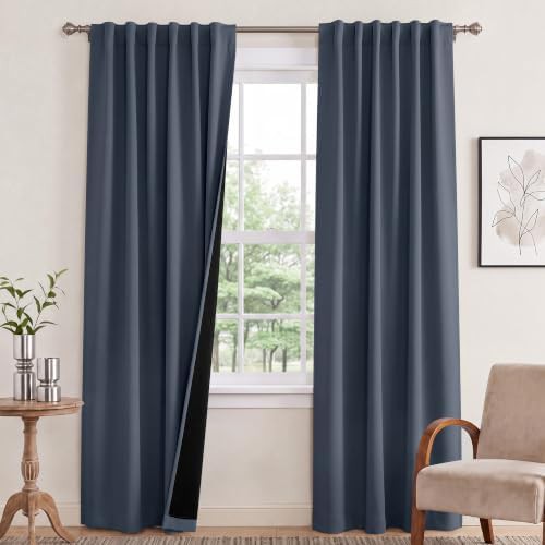 Stone blue rod pocket smart blackout curtains