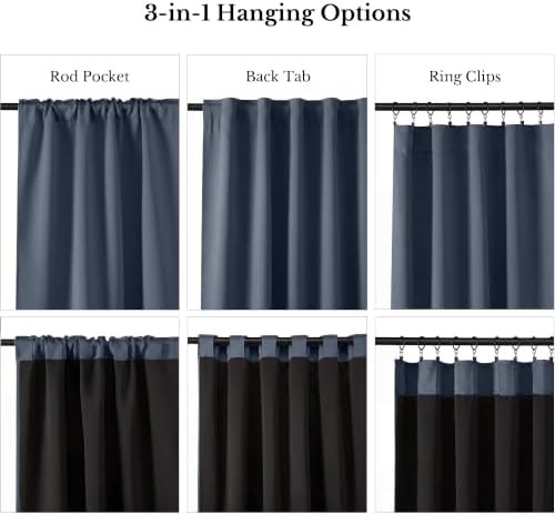 Stone blue rod pocket smart blackout curtains — photo 3