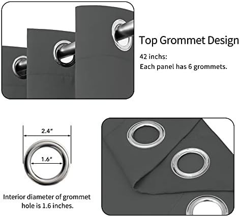 Thermal grommet gray blackout curtains 63 inch — photo 4