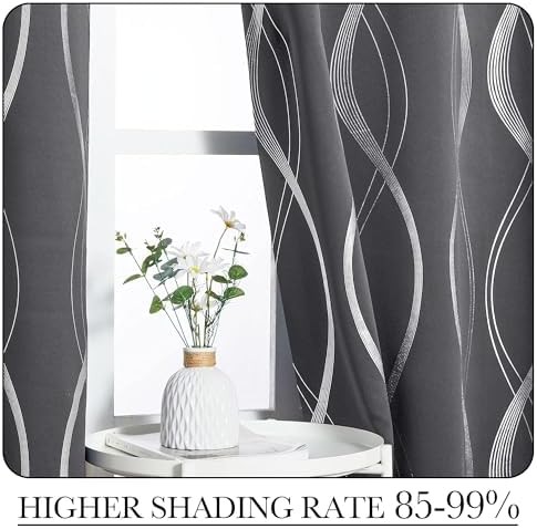 Grey striped geometric pattern blackout curtains — photo 5