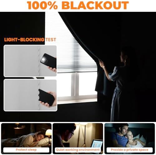 Autohesion No Drill Blackout Bedroom Curtains — photo 4
