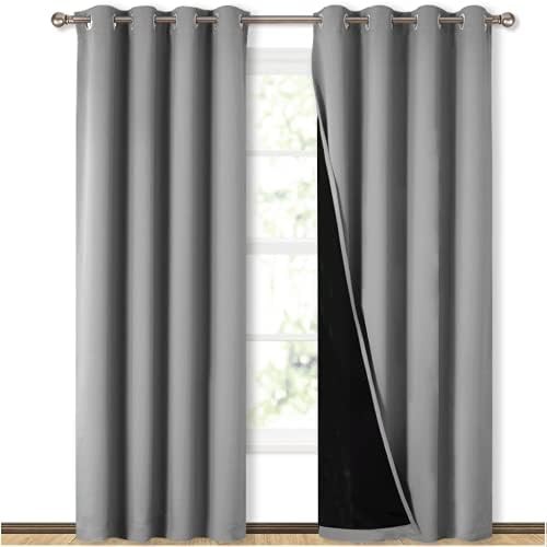 Grey grommet dining room blackout curtains 84 in