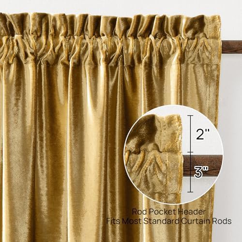 Gold velvet rod pocket curtains 96 inch — photo 5